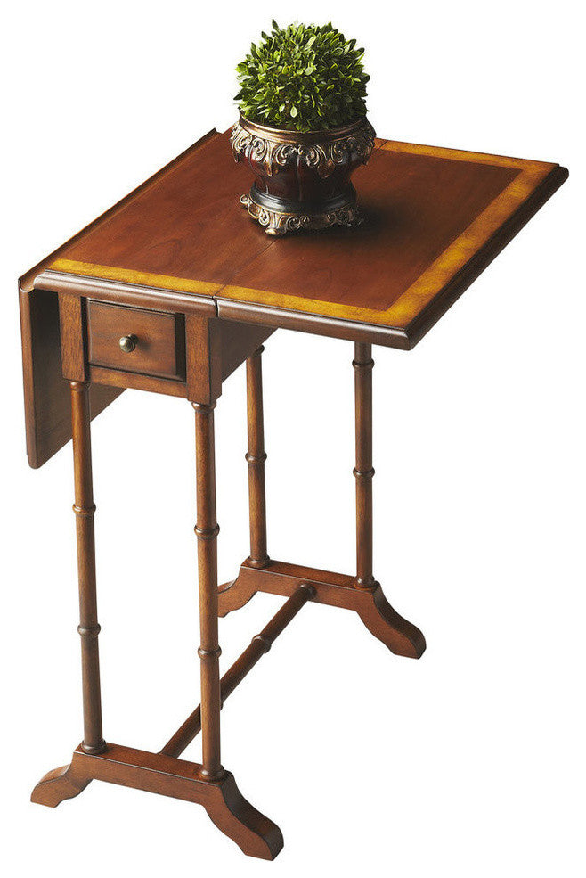 Darrow Drop-Leaf Wood Side Table, Olive Ash Burl