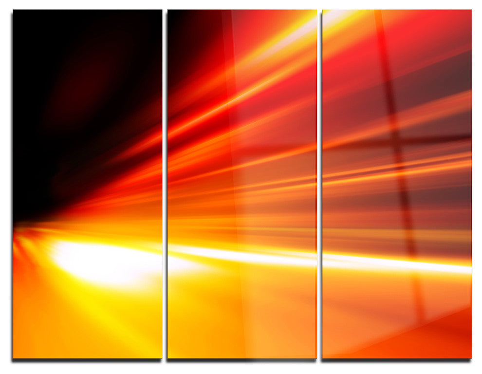 "Night Road Traffic Trail" Digital Metal Wall Art, 3 Panels, 36"x28"