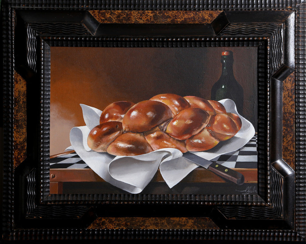 A. Lester Gaba "Fresh Challah Bread" Oil Painting