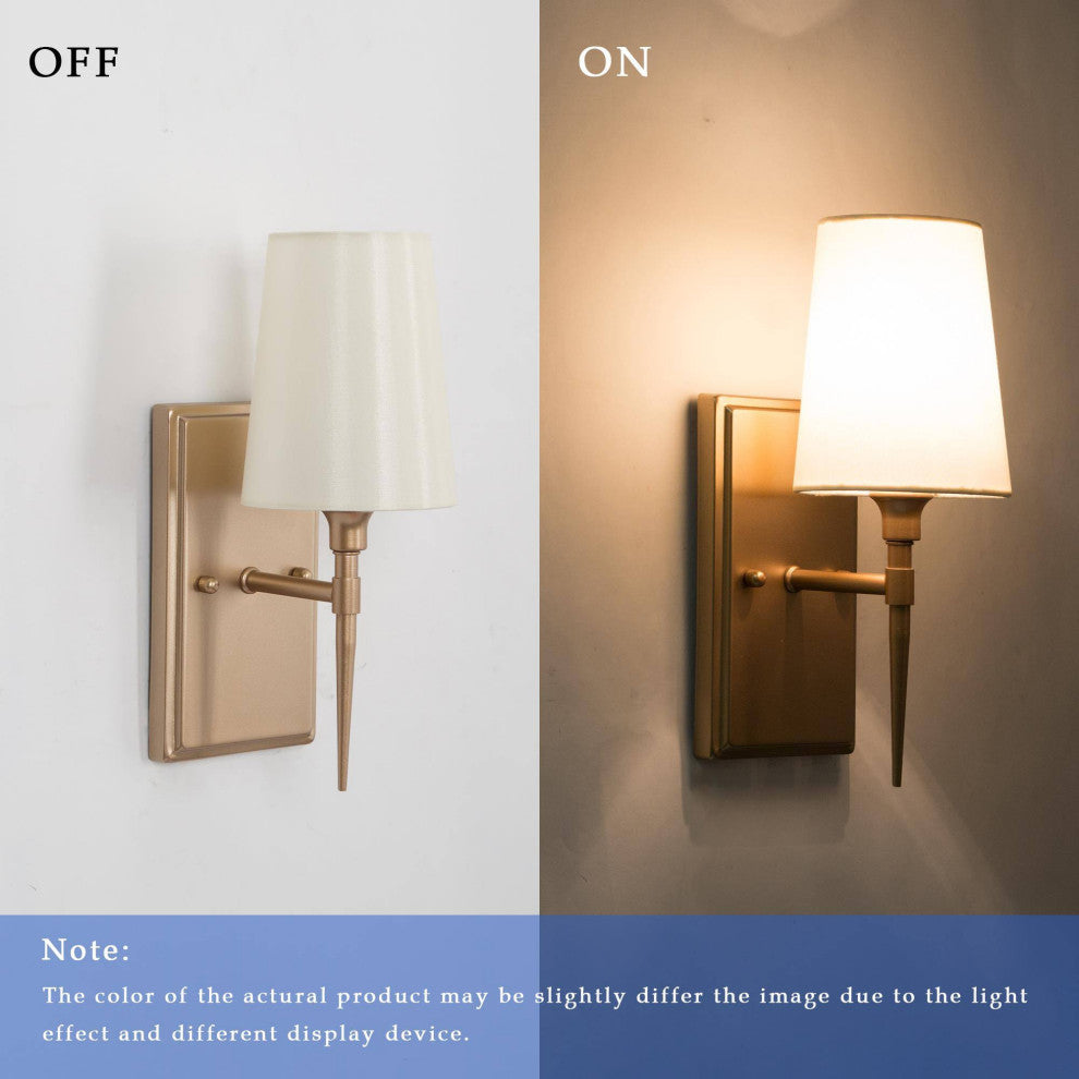 LNC Glod Traditional Bathroom Vanity Light With Fabric Shade, 1 Light
