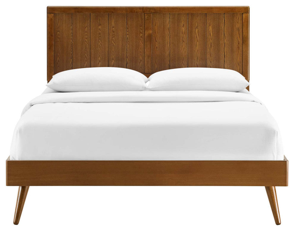 Alana King Wood Platform Bed With Splayed Legs Walnut