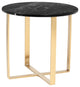 Rosa Side Table, Marble End Table, Black Round Marble Top, Brushed Gold Base