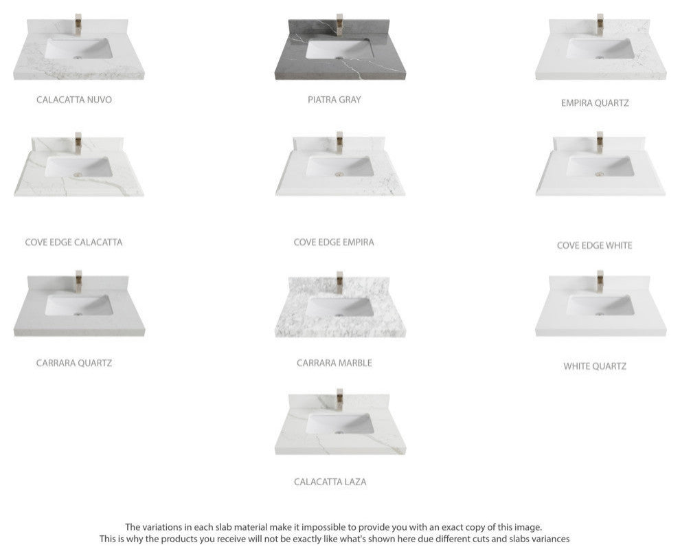 Malibu 36 Center Sink Bath Vanity in Navy Blue 2" Calacatta Laza