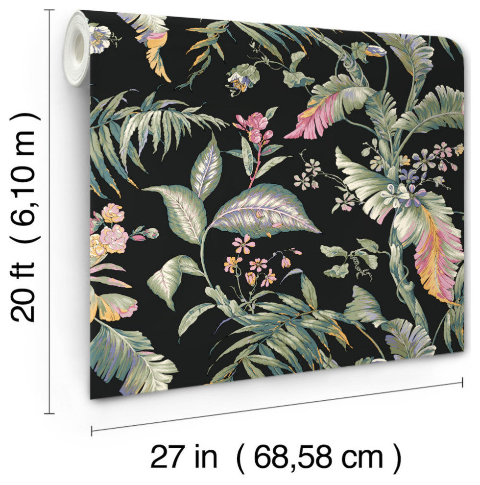 Fiji Garden Black Multi Peel and Stick Wallpaper