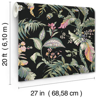 Fiji Garden Black Multi Peel and Stick Wallpaper