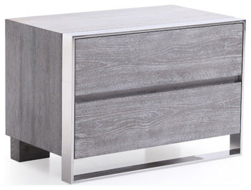 Modrest Arlene Modern Grey Elm and Stainless Steel Bedroom Set