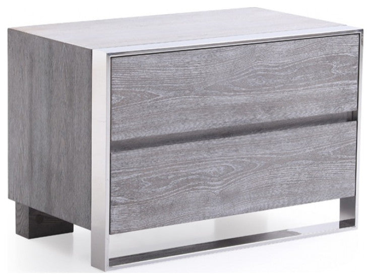 Modrest Arlene Modern Grey Elm and Stainless Steel Bedroom Set