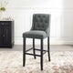 Tufted Bar Stool Chair Barstool, Fabric, Wood, Gray, Modern, Bar Pub Bistro