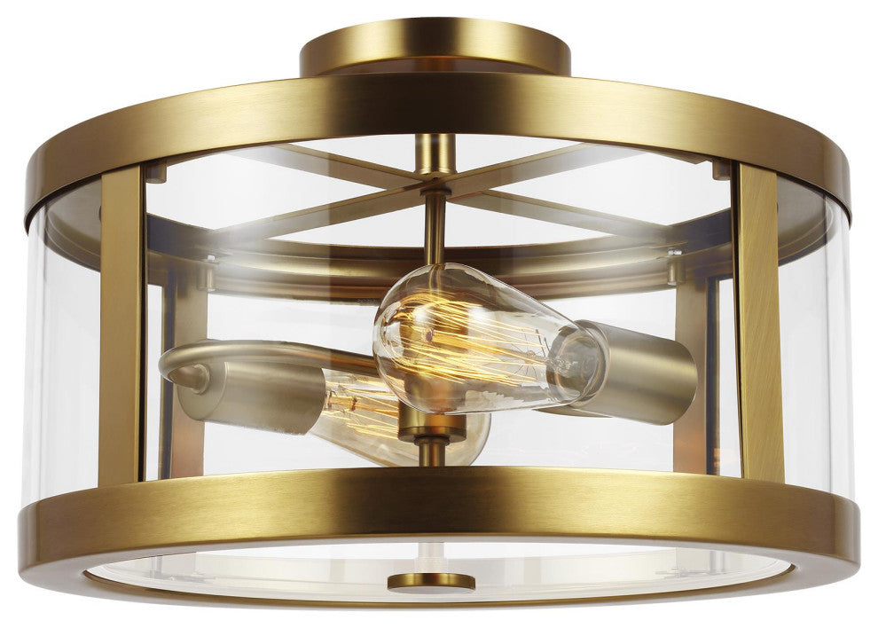 Harrow Medium Semi-Flush Mount, Burnished Brass