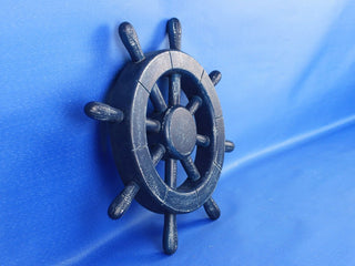 Rustic All Dark Blue Ship Wheel 12'', Decorative Ship Wheel, Nautical Theme