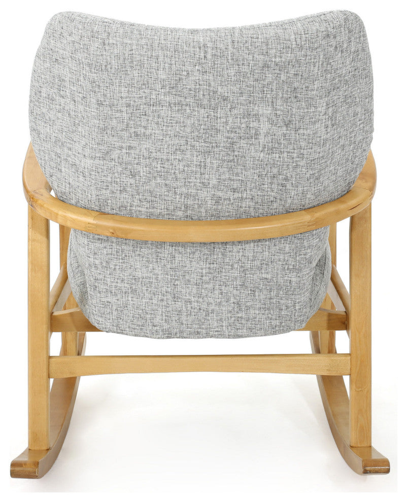 GDF Studio Balen Mid Century Modern Fabric Rocking Chair, Light Gray Tweed