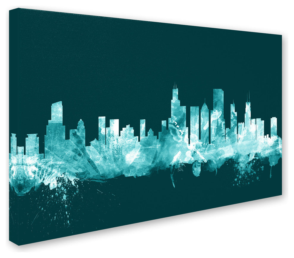 Michael Tompsett ''Chicago Illinois Skyline Teal'' Canvas Art, 22x32