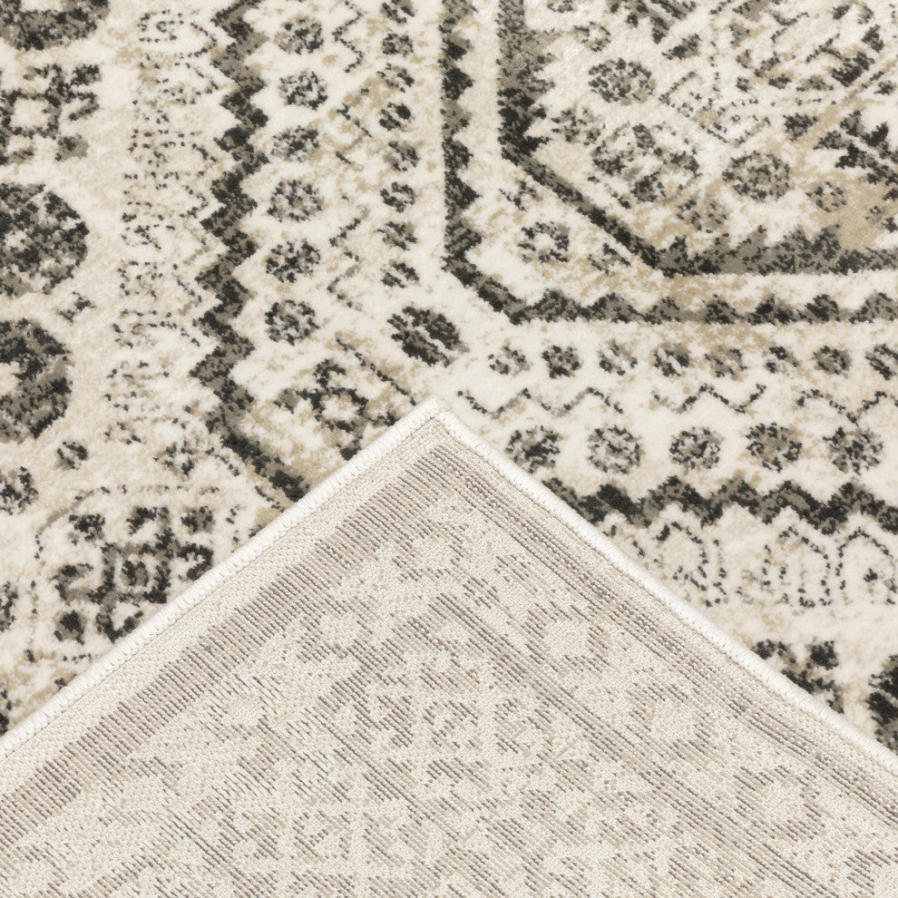 Garson Medallion Border Area Rug, Ivory, 3'10"x5'5"