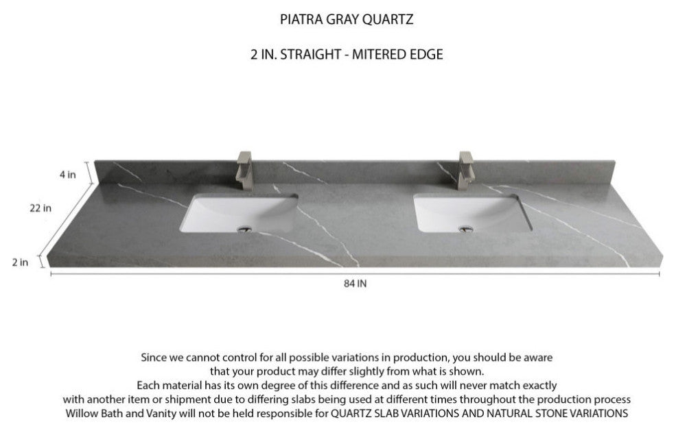 Malibu 84 Double Sink Bath Vanity in Elephant Skin Gray 2" Piatra Gray