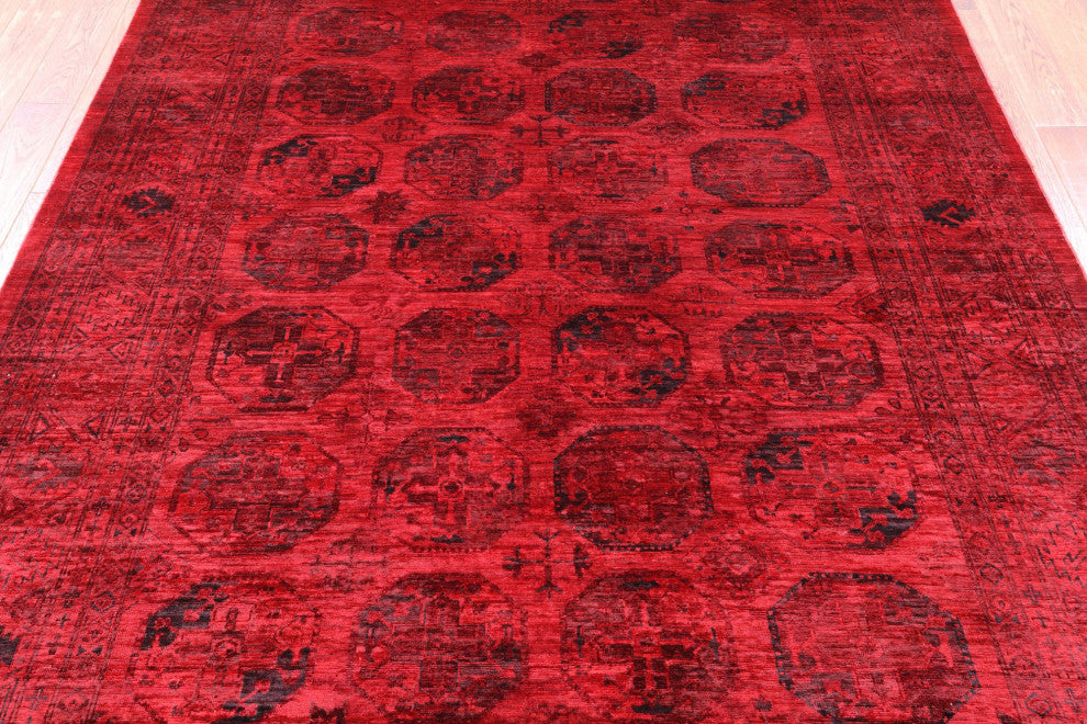6' 10" X 9' 5" Handmade Bokhara Full Pile Overdyed Wool Rug - Q12745