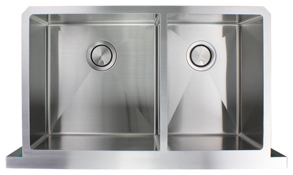 Transolid Diamond 36"x20" Double Bowl Farmhouse Kitchen Sink, Stainless
