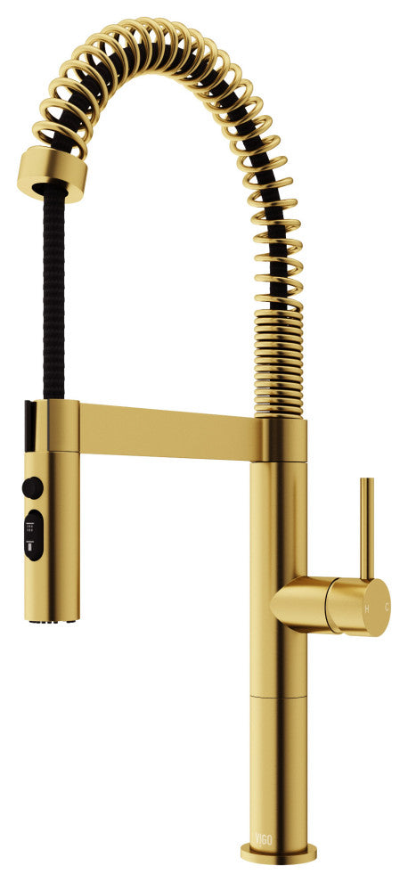 VIGO Edison Pro 20" H Single Handle Pull-Down Sprayer Kitchen Faucet, Matte Brushed Gold