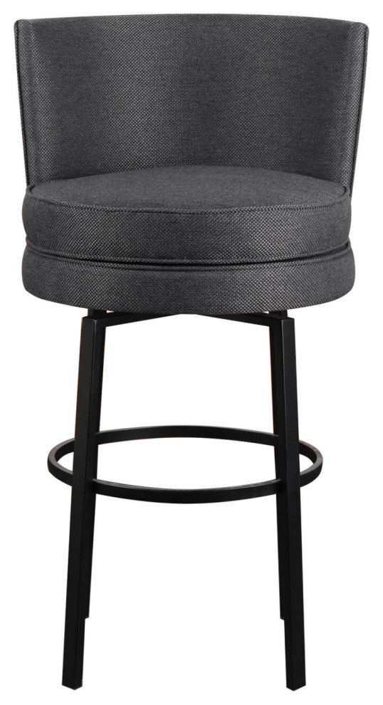 Gray Upholstered Swivel Bar Stool | Andrew Martin Povis