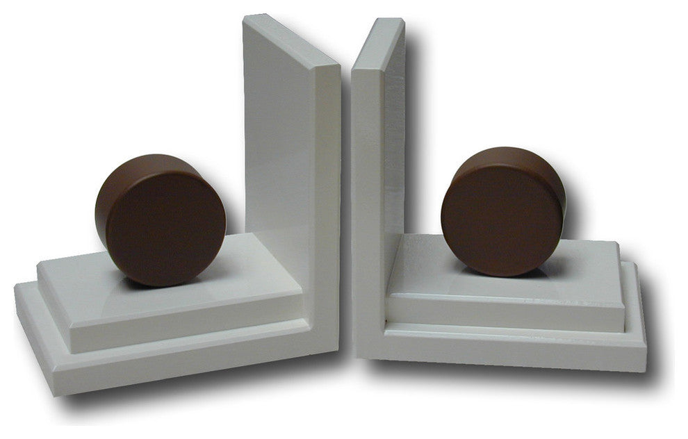 Circle Bookends, Chocolate With White Base