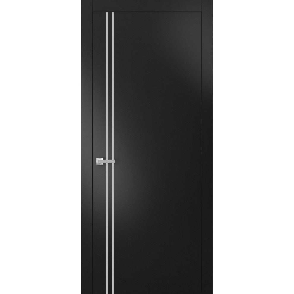 Solid French Door 28 x 80 | Planum 0310 Matte Black with| Bathroom