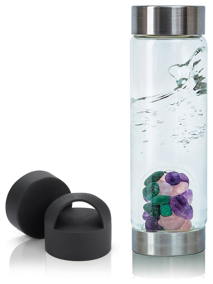 Water Bottle, VitaJuwel ViA Gemwater Bottle, Black Loop Caps, Beauty