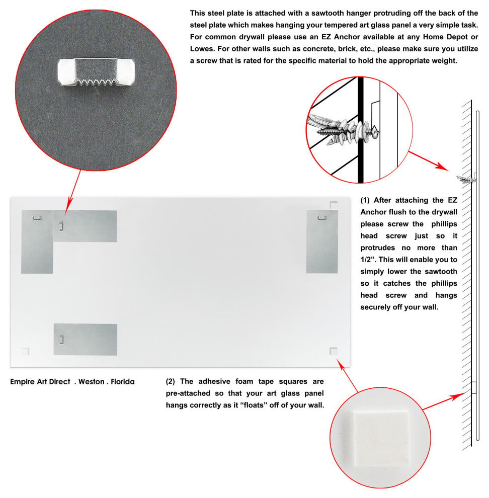 Abstract Rectangular Beveled Wall Mirror on Free Floating Printed Tempered Glass
