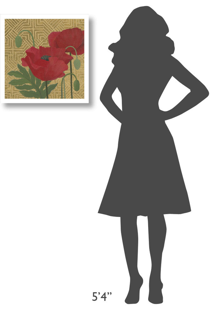 "More Poppies with Pattern" Digital Paper Print by Kathrine Lovell, 20"x20"