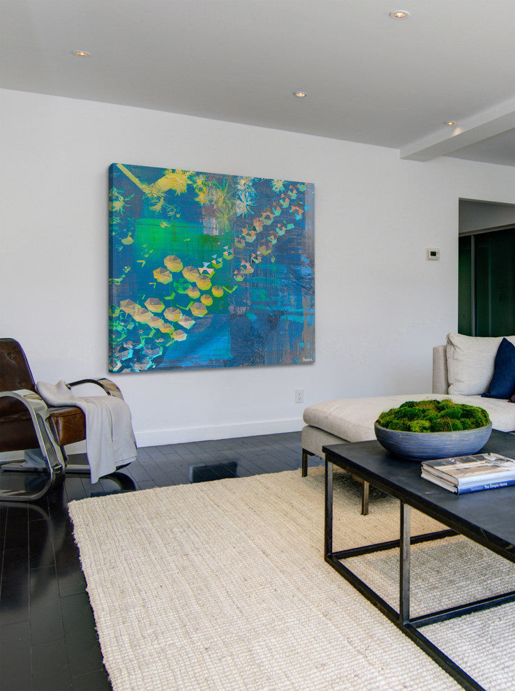 "Superimposed" Painting Print on Wrapped Canvas, 48"x48"