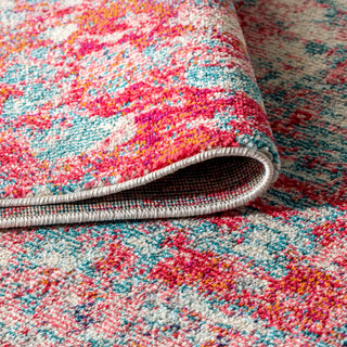 Contemporary POP Modern Abstract Area Rug, Blue/Red, 4 X 6