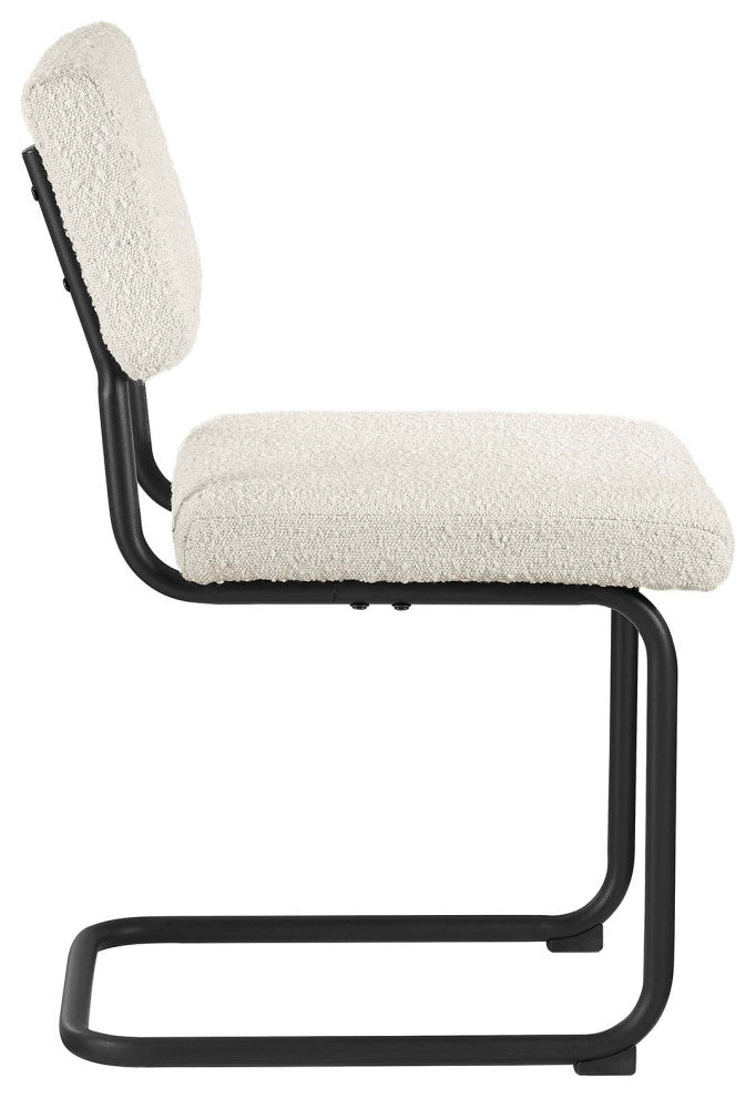 Parity Boucle Dining Side Chairs, Set of 2, Black Ivory