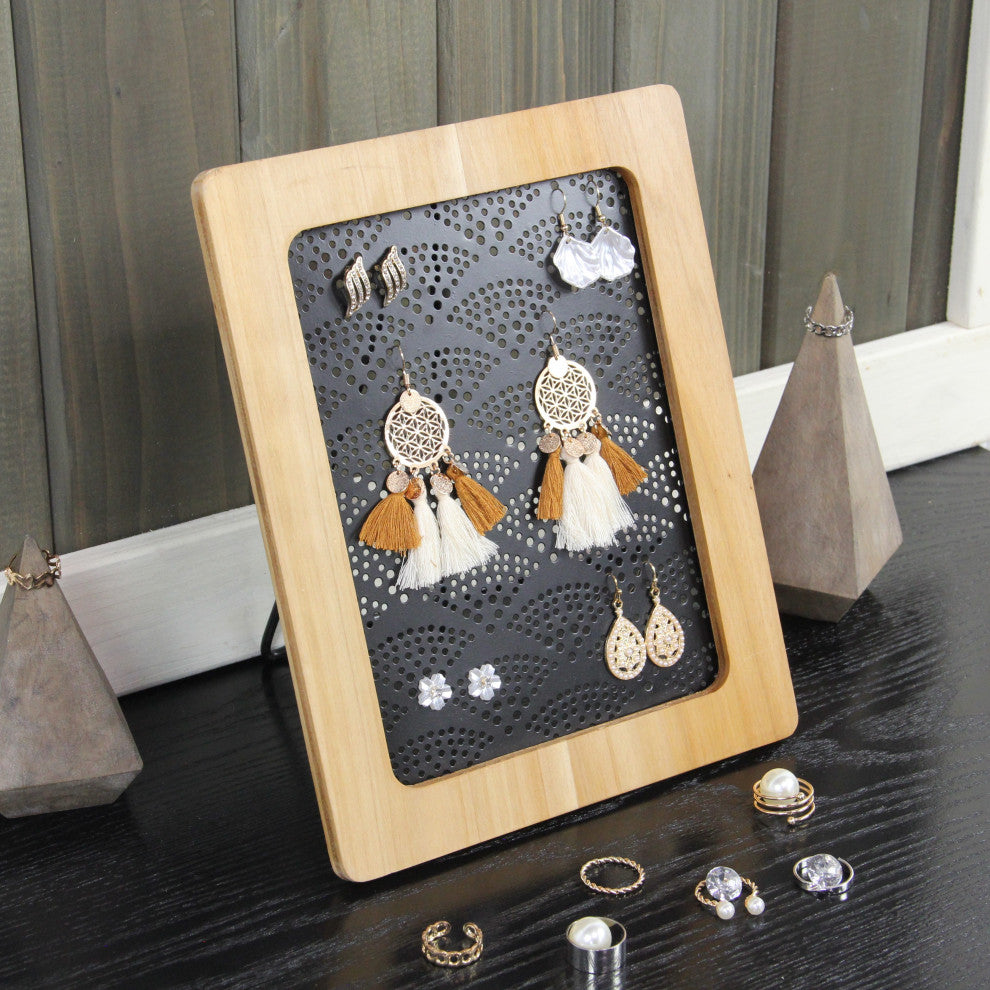 Merridew Wood Framed Metal Earring Hanging Table Easel