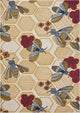8" x 9" Gold and Ivory Bustling Bee Area Rug