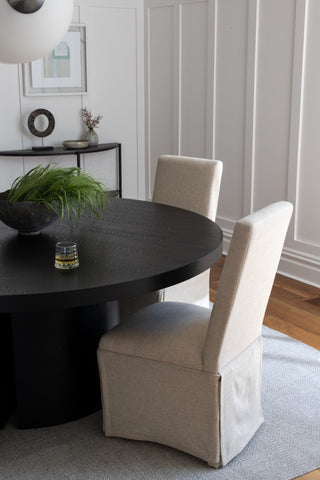 Lugano Dining Table, 71", Transitional, Round, Ebony Oak