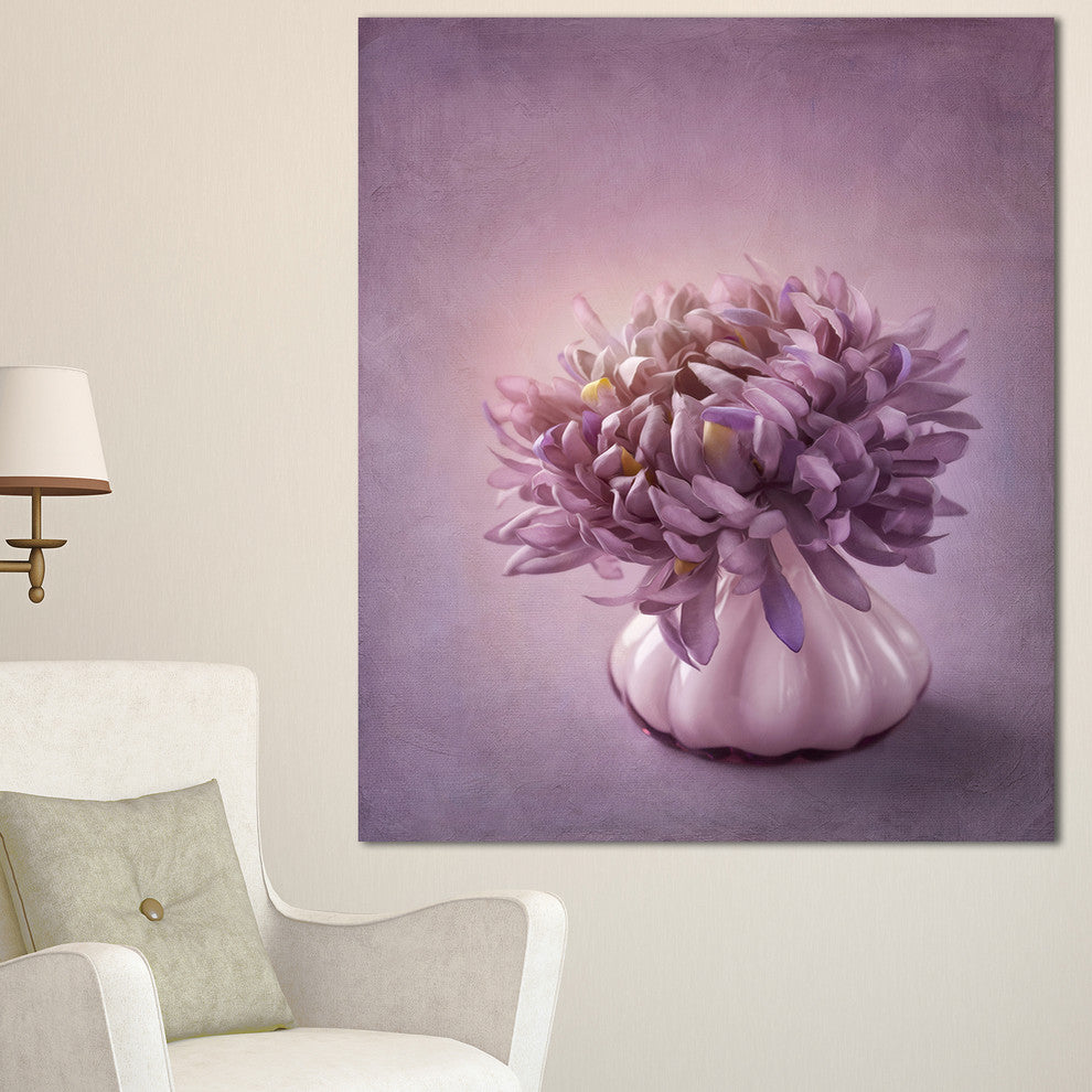 Autumn Purple Flower in Vase, Floral Canvas Art Print, 30"x40"