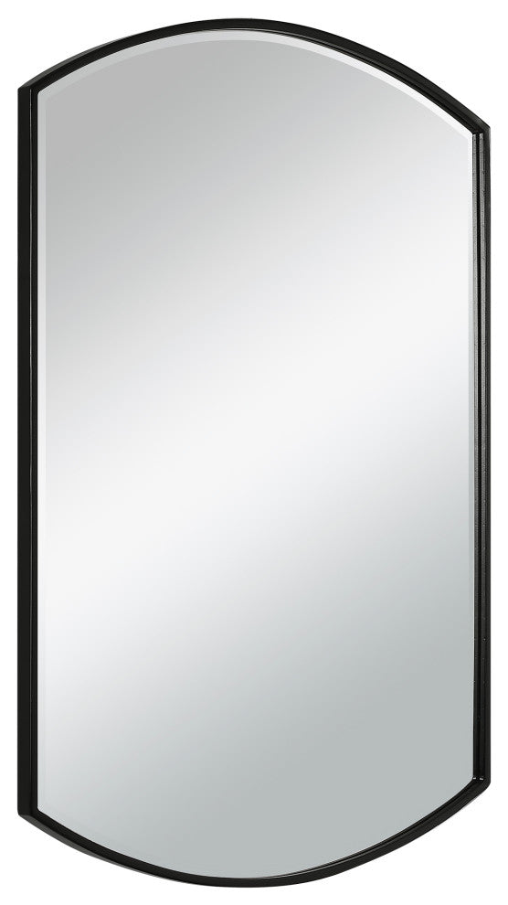 Classic Curved Satin Black Wall Mirror 38" Oval Rectangle Vanity Thin Frame