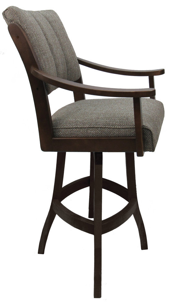 Swivel Counter Wood Bar Stool Casa on S-Base, Plumley Cocoa, Brown Honey, 34"