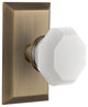 Studio Plate Double Dummy Waldorf White Milk Glass Knob, Antique Brass