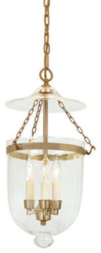 Medium Bell Jar Lantern With Clear Glass, Rubbed Brass