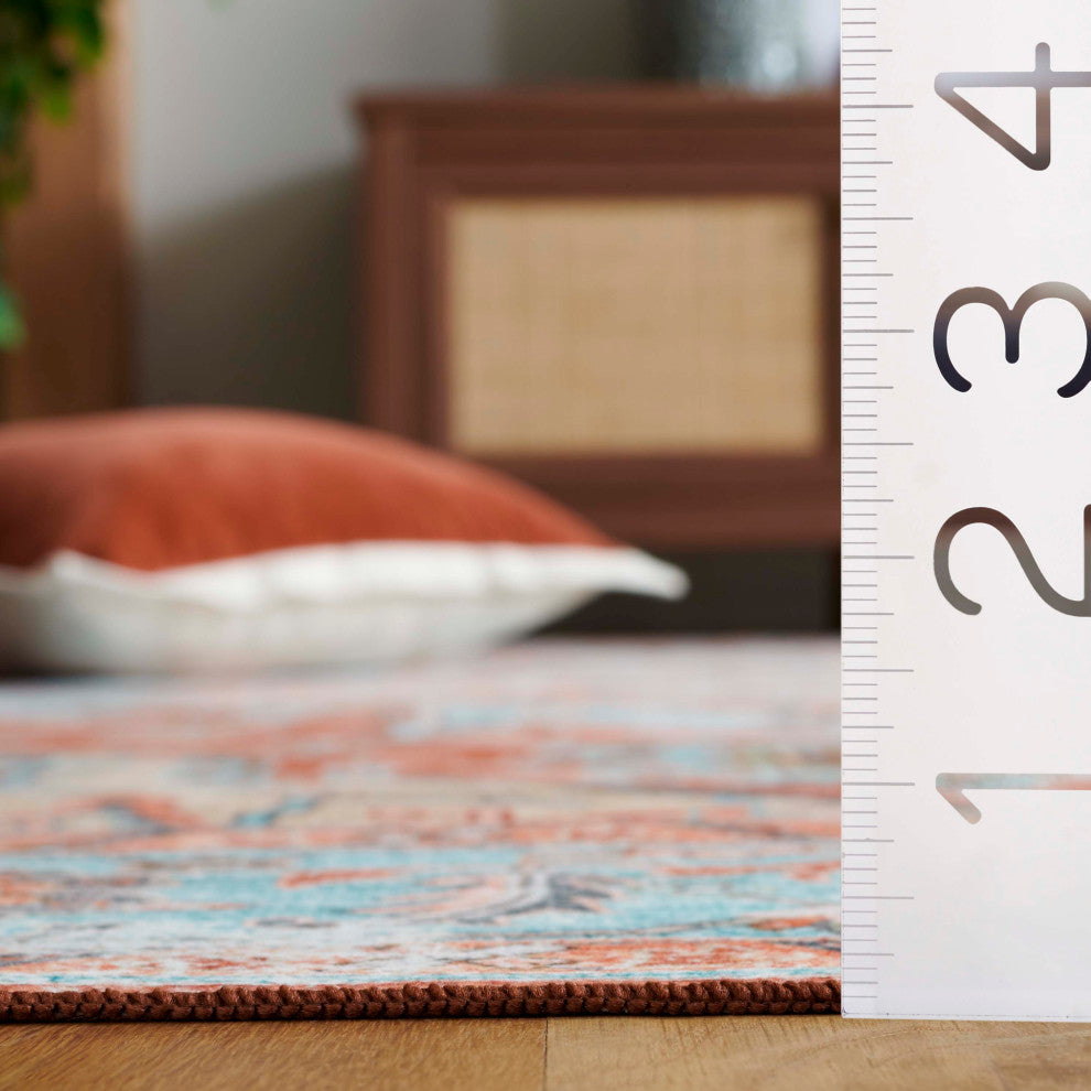 Safavieh Arizona Machine-Washable Collection ARZ928 Rug, Turquoise/Rust, 9'x12'