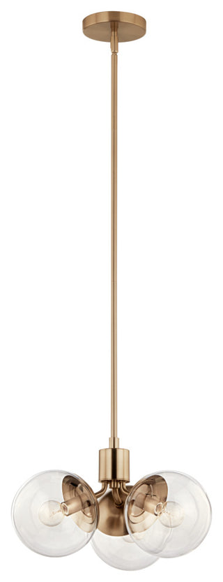 Silvarious 16.5" 3 Light Convertible Pendant, Champagne Bronze, Clear Glass