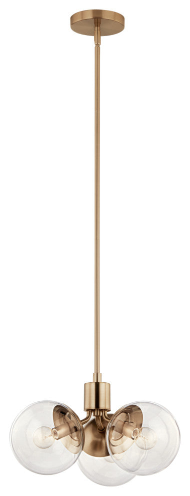 Silvarious 16.5" 3 Light Convertible Pendant, Champagne Bronze, Clear Glass