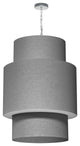 7 Light 3 Tiers Drum Linen Milano Grey, Acrylic Diffuser,Polished Chrome