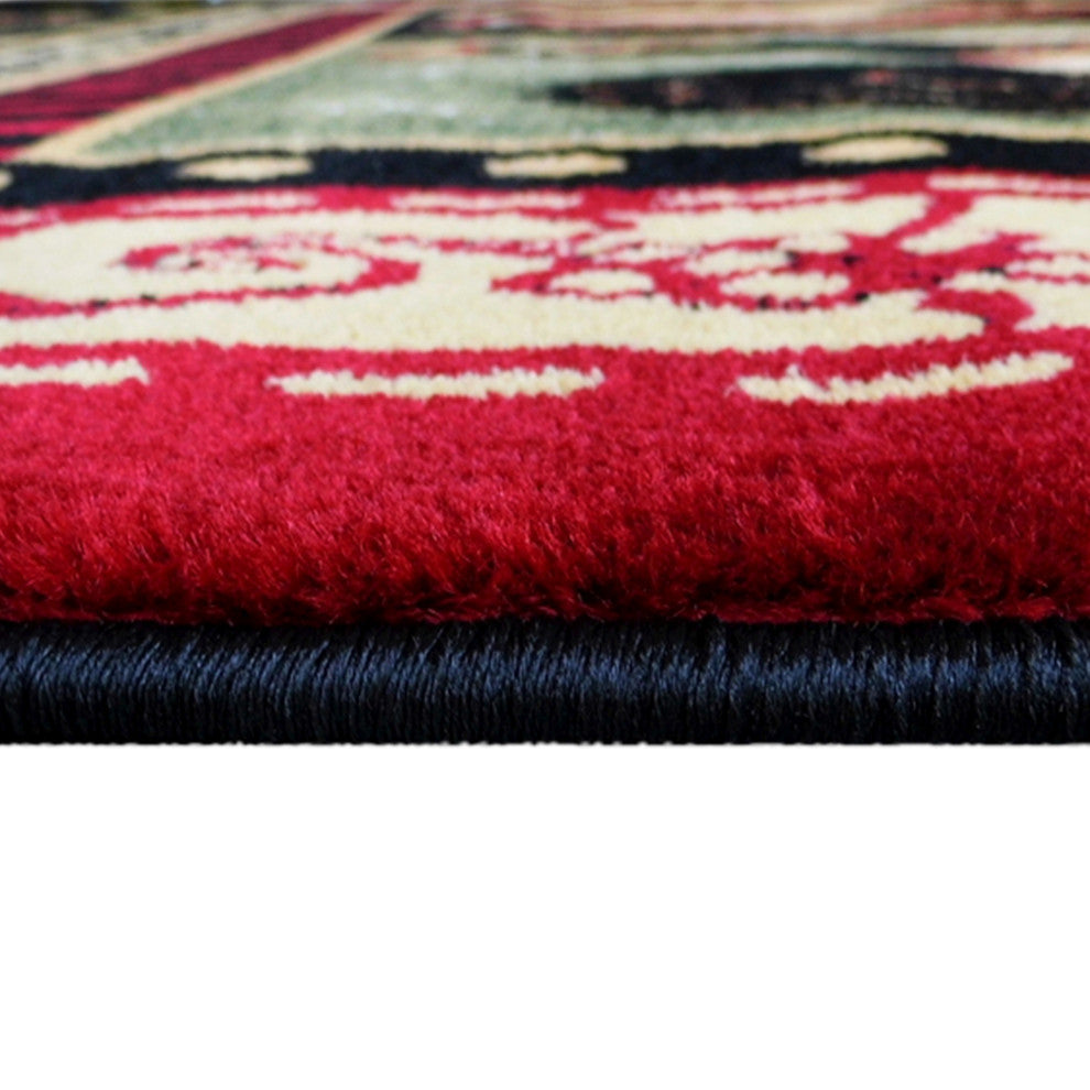 Angie Collection Rectangle 4' x 5' Red Rooster Themed Area Rug