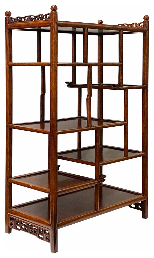 Chinese Light Brown Hauli Rectangular Small Curio Display Stand Hws1740