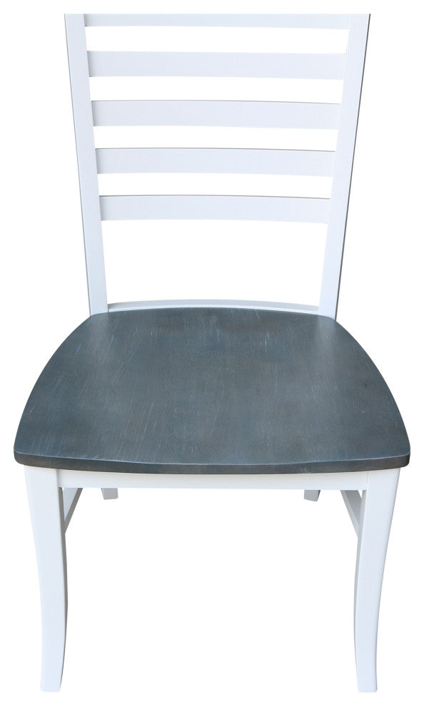 Set of Two Roma Ladderback Chairs, White/Heather Gray