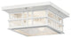 Beacon Square 2 Light Outdoor Ceiling Light in White with Clear Hammered Glass