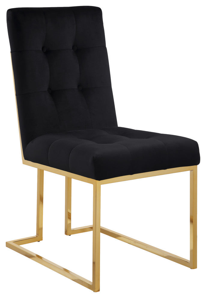 Pierre Velvet Upholstered Dining Chair (Set of 2), Black