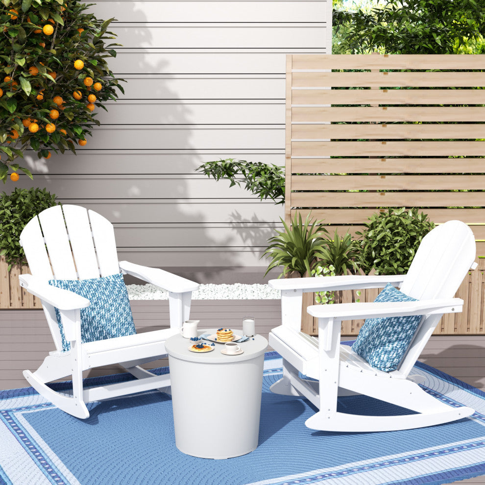 WestinTrends 2PC Outdoor Patio Porch Rocker Classic Adirondack Rocking Chair Set, White