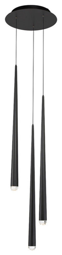 Cascade LED 3-Light Crystal Round Chandelier 3500K, Black