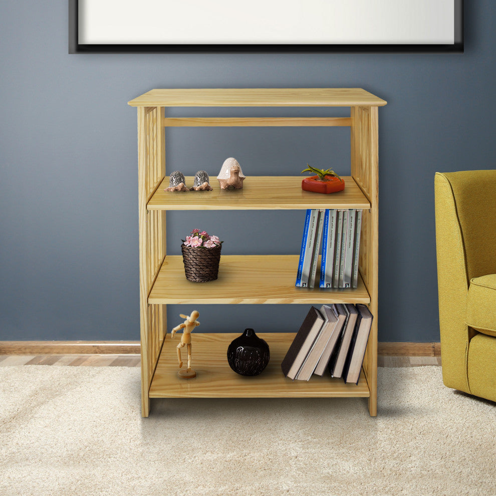 Soho Manhattan 4-Shelf Folding Bookcase 26" Wide, Natural